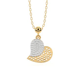 Slanted Heart Diamond Pendant